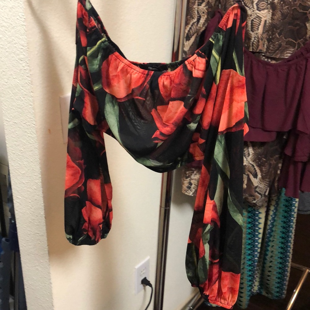 Sheer Floral Crop Top